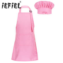 Delantal ajustable de Cosplay para niños y niñas, conjunto de gorro de Chef para cocina, hornear, pintura, entrenamiento, ropa de Halloween 2024 - compra barato