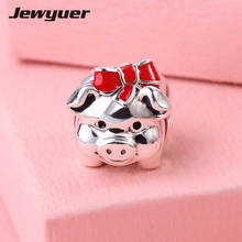 Piggy Bank with red Enamel charms 925 Sterling Silver jewelry fit charm Bracelets DIY for women Memnon fine jewelry BE326 2024 - buy cheap