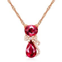 Cute Female Girl Cat Animal Pendent Necklace Vintage Party Wedding Necklaces For Women Fashion Rose Gold Filled Long Necklace 2024 - buy cheap