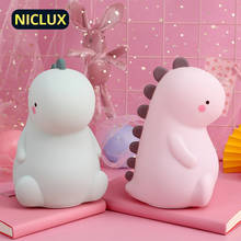 Niclux lâmpada noturna de silicone com sensor de toque, luz noturna infantil em 7 cores, usb, dinossauro, quarto, lâmpada de noite para bebês 2024 - compre barato