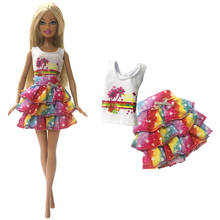 Комплект одежды для куклы NK розовое платье Радужная вечерние ссированная юбка вечернее платье для куклы Барби аксессуары Детская игрушка 5X 2024 - купить недорого