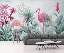 Milofi-papel tapiz 3D personalizado, Mural de planta Tropical nórdica, flamenco, Fondo para sala de estar, dormitorio, decoración de pared, Mural 2024 - compra barato