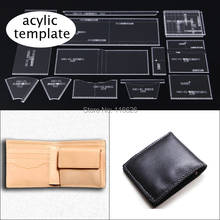 DIY leather craft wallet card holder with coin bag acylic pattern template stencil 2024 - buy cheap