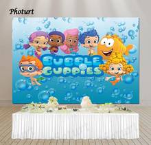 PHOTURT Bubble Guppies фон Baby Shower День рождения фон для студийной съемки под морской акулы виниловая фотография декорация реквизит 2024 - купить недорого