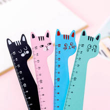 Régua de madeira de gato fofo de forma de animal, criativo coreano, novidade, estudantes, réguas de desenho de papelaria 15cm, 1 peça 2024 - compre barato