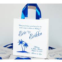 Персонализированные Свадебные приветственные пакеты с атласной лентой и ваши имена Королевский синий тропический пляж свадебные подарки и сувениры для гостей 2024 - купить недорого