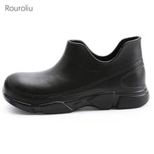 Rouroliu 2020 Men Non-Slip Work Safety Shoes Waterproof EVA Rain Shoes Flat Heel Oil-Proof Chef Shoes Man 2024 - buy cheap
