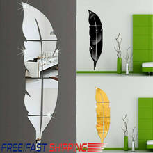 Feather 3D Mirror Wall Stickers Home Decor Art Decal Wall Stickers for Kids Room Living Room Decorating Mural Decoration 2024 - buy cheap
