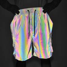 Men hip hop colorful reflective cargo shorts multi pockets design mens street casual loose shorts bermuda masculina 2024 - buy cheap