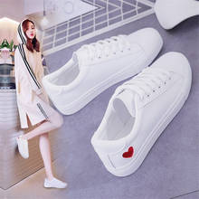 women shoes casual white sneakers women Cute Heart Flats PU Leather Shoes Flats woman vulcanize shoes deportivas mujer 2024 - buy cheap