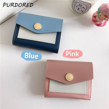 PURDORED 1 Pc Vintage Women Mini Card Holder  PU Leather Short Small Wallet Coin Purse Female Ladies Business Card Case Wallet 2024 - buy cheap