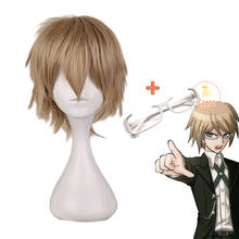 Byakuya Togami Cosplay Dark Blonde Wig Danganronpa Brown Short Wig Dangan Ronpa Byakuya Eye Glasses Synthetic Hair with Wig Cap 2024 - buy cheap