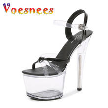 Voesnees Pole Dance Shoes Women Sexy High Heels Transparent Sandals 2021 New Platform Women Model Type Clear Heels Thin Heels 2024 - buy cheap