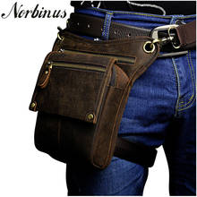 Norbinus Men Genuine Leather Waist Bag Fanny Pack Messenger Shoulder Bags Male Travel Hip Bum Belt Bag Motorcycle Drop Leg Bag 2024 - buy cheap