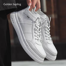Ouro sapata clássico masculino cor sólida branco apartamentos de couro respirável moda masculina sapatos casuais retro lazer condução plana 2024 - compre barato