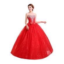 2021 New Red Strapless Wedding Dress Rhinestone Bride Wedding Gown Factory Wholesale Cheap Bride Dress Free Shipping 2024 - buy cheap