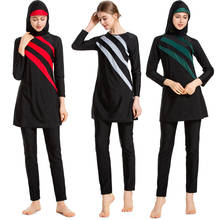 Full Cover Burkini Muslim Swimwear Women's Swimming suit Color Matching Conservative Swimsuit Women Islamic Hijab Beachwear Suit 2024 - buy cheap