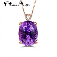 BLACK ANGEL 18K Gold High Quality Luxury Elegant Amethyst Gemstone Shiny CZ Heart Pendant Necklace for Women Jewelry Choker 2024 - buy cheap