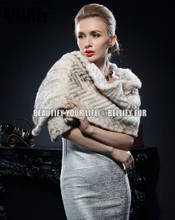 Bufanda de piel de visón para mujer, manta de invierno de piel de visón Real, capa de boda 2024 - compra barato
