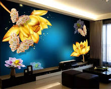 Diantu Large Custom Wallpapers Fantasy Lotus Jewelry Butterfly Backdrop Living Room / Bedroom / Decorative Paintings mural 2024 - buy cheap