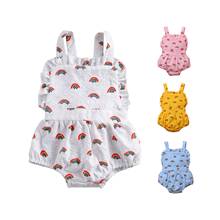 FOCUSNORM 4 Colors Newborn Baby Girls Boys Bodysuits Rainbow Printed Ruffles Strapless Sleeveless Backless Jumpsuits 2024 - buy cheap