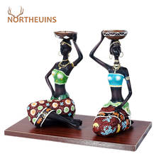 NORTHEUINS 2 Pcs/Set  African Candlestick Firugines Decorative Candle Holder Tealight Interior Home Living Room Decoration Gift 2024 - buy cheap