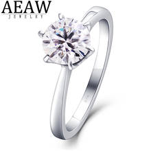 Anel de noivado moissanite 1.0mm, redondo, corte brilhante, 18k, ouro branco para mulheres, melhor presente, certificação, 6.5 quilate 2024 - compre barato