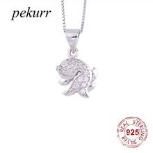 Pekurr-collar de plata de ley 925 con forma de pez, Mini gargantilla de zirconia con colgante de pez dorado 2024 - compra barato