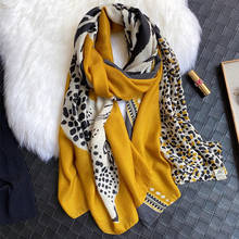 Fashion Ombre Leopard Striped Viscose Shawl Scarf Women High Quality Autumn Wrap Pashminas Stole Bufandas Muslim Hijab 180*90Cm 2024 - compre barato