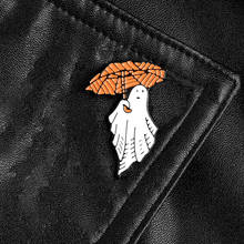 Lonely ghost Pins Support Orange umbrella floating in the air Enamel pins Badges for Clothes Backpacks Lapel pin brooch Jewelry 2024 - buy cheap