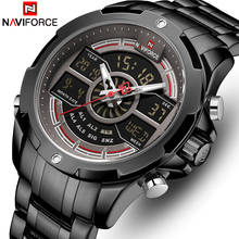 Naviforce relógio esportivo masculino, relógio de quartzo de aço impermeável, digital com led analógico para homens 2024 - compre barato