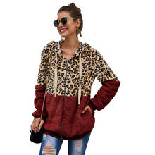 Autumn Winter New Fleece Zipper Hoodies Women Europe America Hot Leopard Stitching Long Sleeve Hooded Sweatshirt Coat Warm Tops 2024 - buy cheap