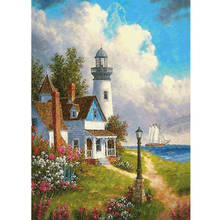 Diamond Painting Seaside house scenery Diamond Embroidery 5D DIY Cross Stitch square Rhinestone drill Decor Crafts Gift AA2501 2024 - buy cheap