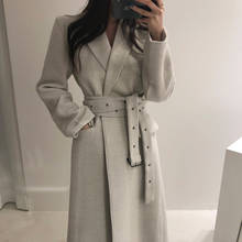 High qulity Woman Coats Winter Wool Long Coat 2020 new belt Office Lady Woolen  jacket Fashion lace Up Coats Outerwear cothes 2024 - buy cheap