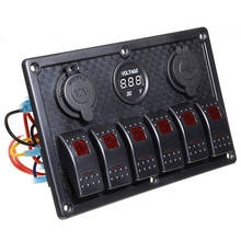 6 Gang Red LED Car Switch Panel 12V 24V Circuit Breakers Overload Protect Boat Rocker Switch Control Panel Set 2024 - buy cheap