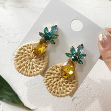 pineapple Rattan Wooden Drop Earrings Vintage Handmade color Crystal Bee Dangle Earrings Statement 2019 Women Jewelry Wholesale 2024 - buy cheap