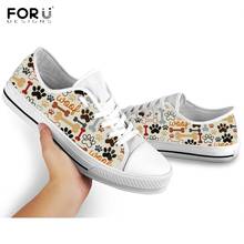 FORUDESIGNS Cute Pet Dog Paw and Bone Pattern Shoes Woman Sneakers Fashion Girl Low Top Canvas Shoes Brand Design Casual Shoes 2024 - buy cheap