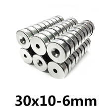 * 10/20/50 pces forte ndfeb ímã n35 30mm x 10mm anel buraco 6mm forte redondo countersunk ímã 30*10-6mm terra rara neodímio 2024 - compre barato