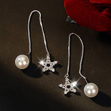 HUAMI Star Pearl Earrings Dangle Drop for Women Jewelry Long Tassel Silver AAA Zircon Shine Fashion Jewelry Boucle Oreille Gift 2024 - buy cheap