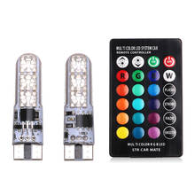 Luces LED RGB para coche, lámpara estroboscópica de lectura con Control remoto, color blanco, rojo, ámbar, 12V, T10, W5W, 194, 168, 501 2024 - compra barato