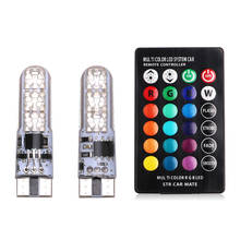 Luzes led para carro, t10, w5w, rgb com controle remoto, 194, 168, 501, lâmpada estroboscópica, iluminação de leitura, branco, vermelho, âmbar, 12v 2024 - compre barato