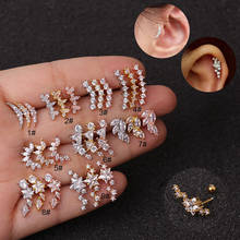 1PC Fashion Cz Ear Studs Cartilage Earrings For Women Girls Stainless Steel Zircon Leaf Small Stud Earring Ear Piercing Jewelry 2024 - buy cheap