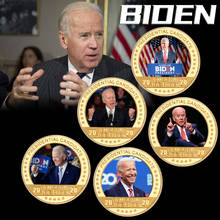 Moeda colecionável presidencial dos eua, jogos biden banhados a ouro, moedas de desafio dos eua, medalha original de moeda, presentes para homem 2024 - compre barato