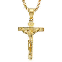 Religious INRI Crucifix Jesus Cross Pendant Necklaces Male Gold Color Stainless Steel Chains For Men Christian Jewelry Dropship 2024 - buy cheap