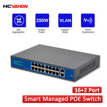 Conmutador Ethernet POE de 16 puertos con puerto estandardizado IEEE 802,3 af/at 1Gigabit uplink + 1 SFP 250m 2024 - compra barato