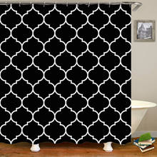 Cortina impermeable de papel Quatrefoil marroquí para baño, juego de cortinas de ducha, cuadros clásicos, color blanco y negro, estilo nórdico moderno, 180 2024 - compra barato