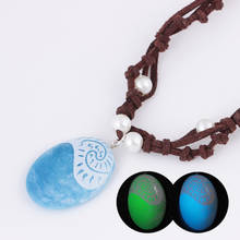 2019 Romance Blue Stone Luminous Pendants Polynesia Princess Cos Moana Ocean Rope Chain Necklace For Women Female Jewelry 2024 - buy cheap