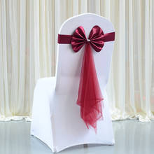 Cadeira decorativa sashe de casamento, faixa de cadeira estiramente vinho tinto/azul/roxo/rosa para casamentos e banquetes 2024 - compre barato