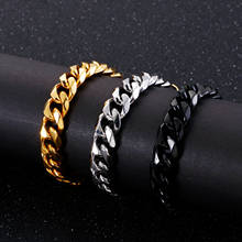 11mm Round Polishing Cuban Link Chain Bracelet Stainless Steel Gold Black Color Male Choker Colar Jewelry Gifts for Him 2024 - buy cheap