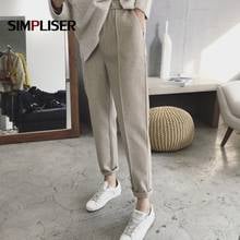 Woolen Harem Pants Women Thickened Warm Winter Trousers Plus Size 5XL Vintage Nylon Mom Pants Black Beige Khaki Pantalon Femme 2024 - buy cheap